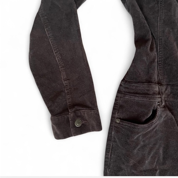 90's Y2K Chocolate Brown Corduroy Long Sleeve Zippered Jumpsuit. M. - Picture 4 of 11